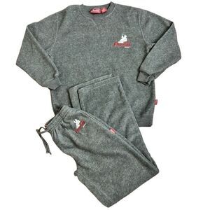 Coca Cola Polar Bear Gray Fleece Sweatshirt & Pants Lounge Set Size Small